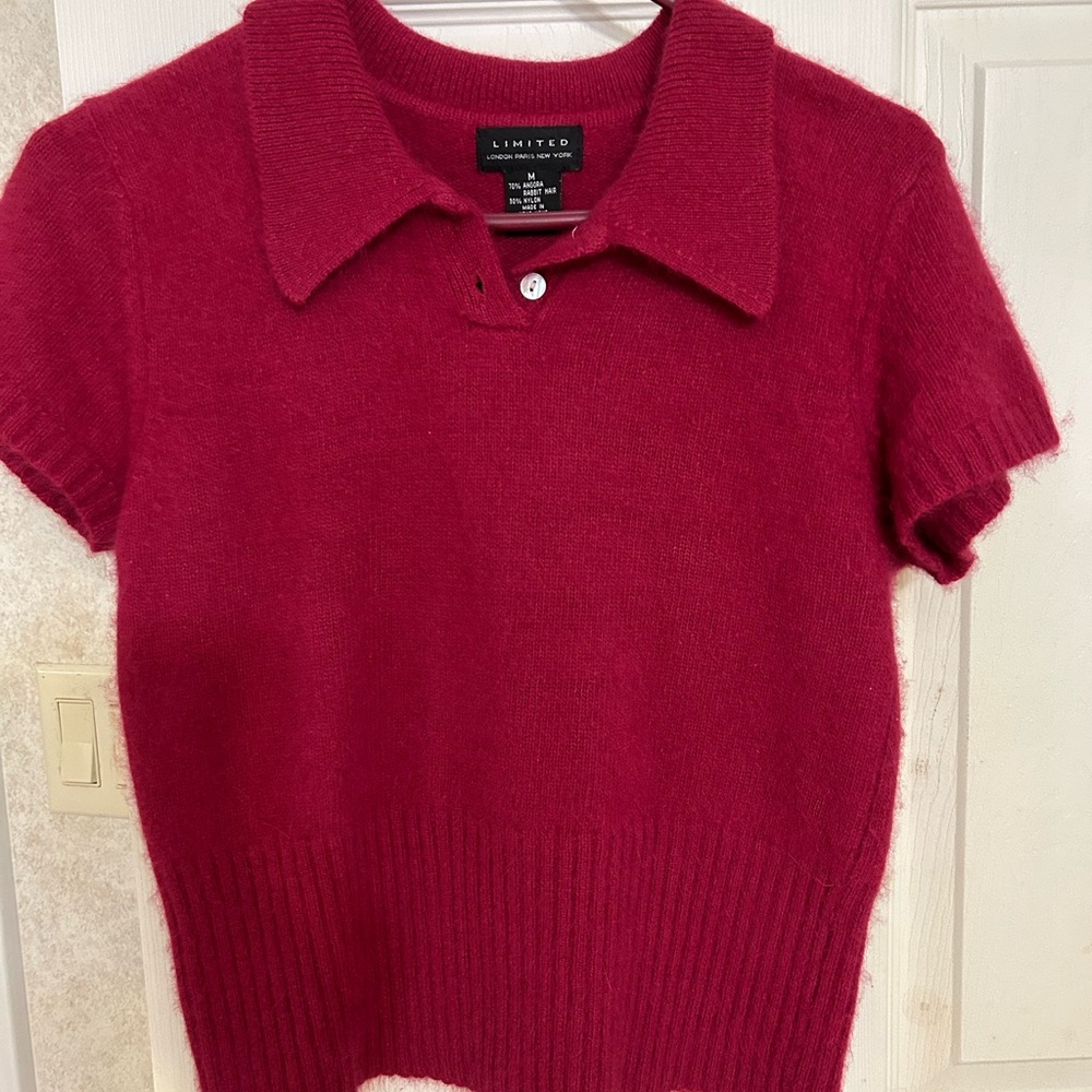 The Limited Classic Red Crew Neck Sweater with Ribbed Detailing